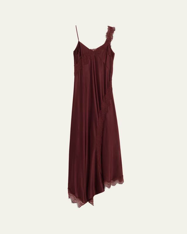 Vernon Lace-Trim Satin Slip Dress